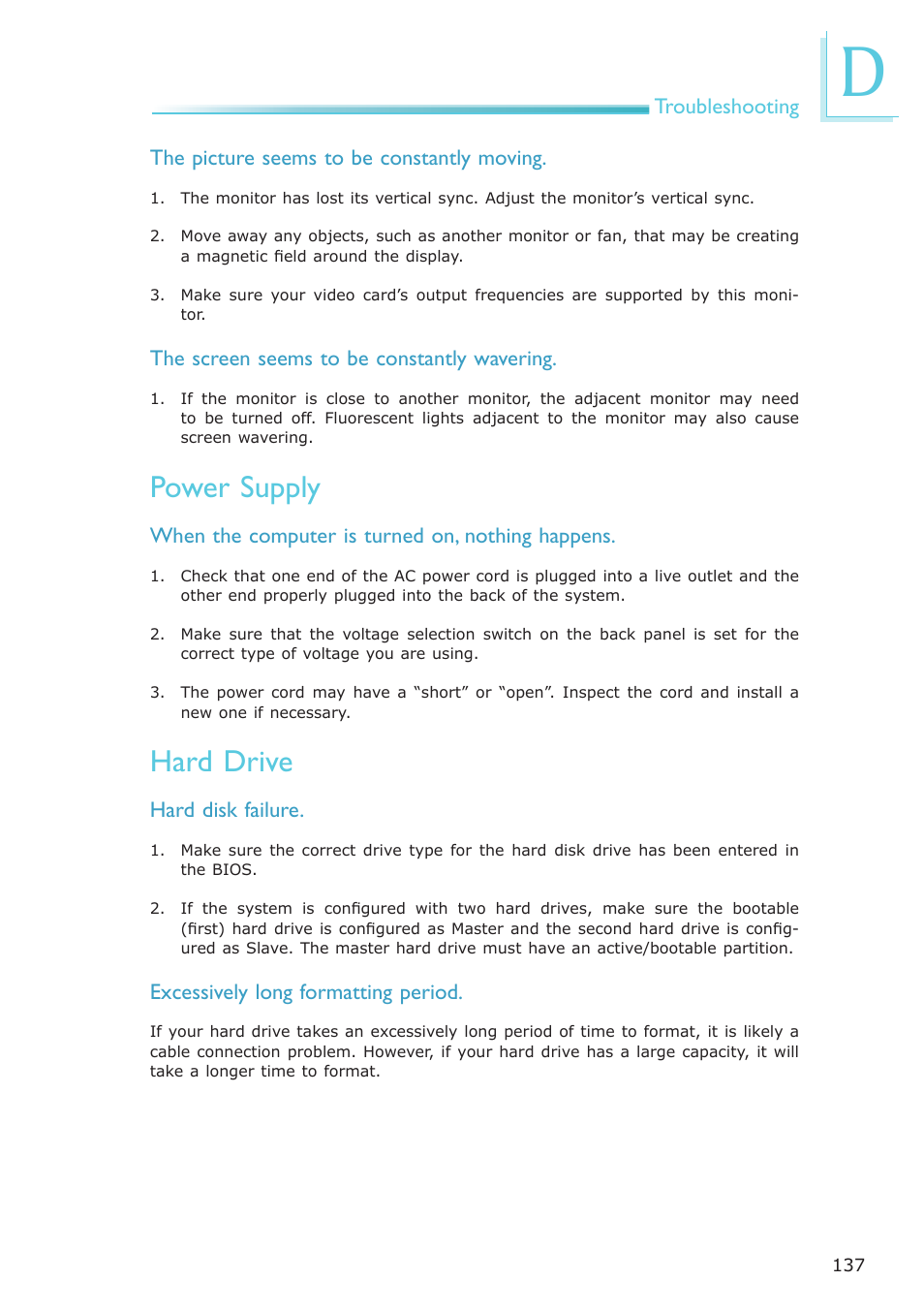 Power supply, Hard drive | DFI LR102-B18D/B18S User Manual | Page 137 / 138