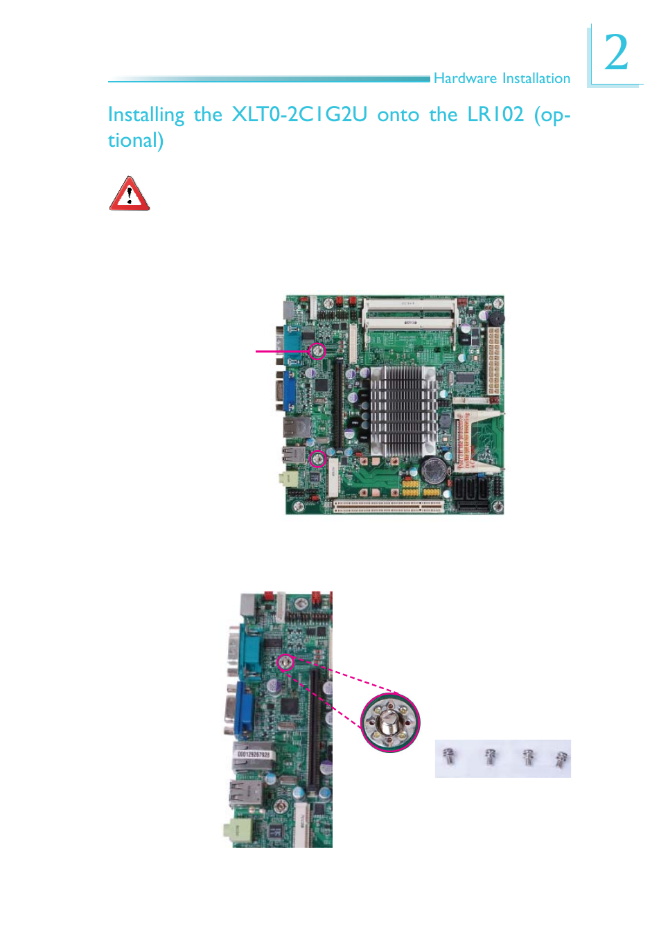 Installing the xlt0-2c1g2u onto the lr102 | DFI LR102-B18D/B18S User Manual | Page 55 / 138