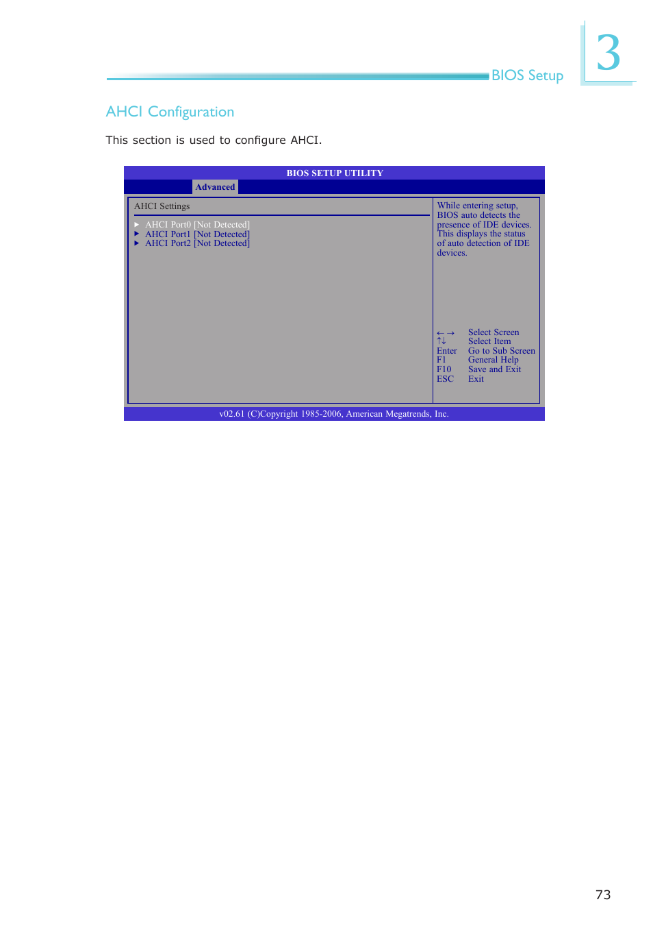 Bios setup ahci configuration | DFI LR102-B18D/B18S User Manual | Page 73 / 138