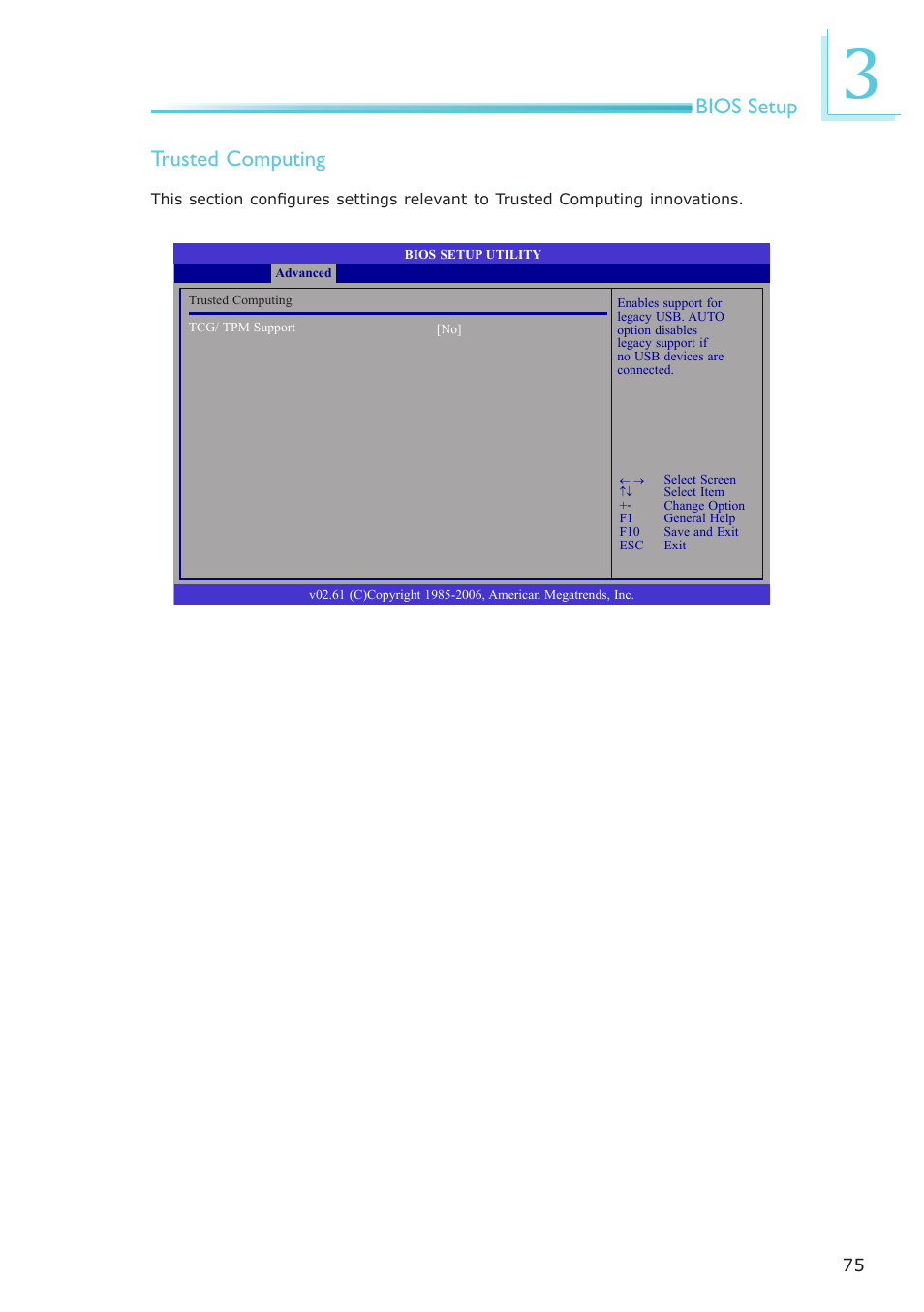 Bios setup trusted computing | DFI LR102-B18D/B18S User Manual | Page 75 / 138