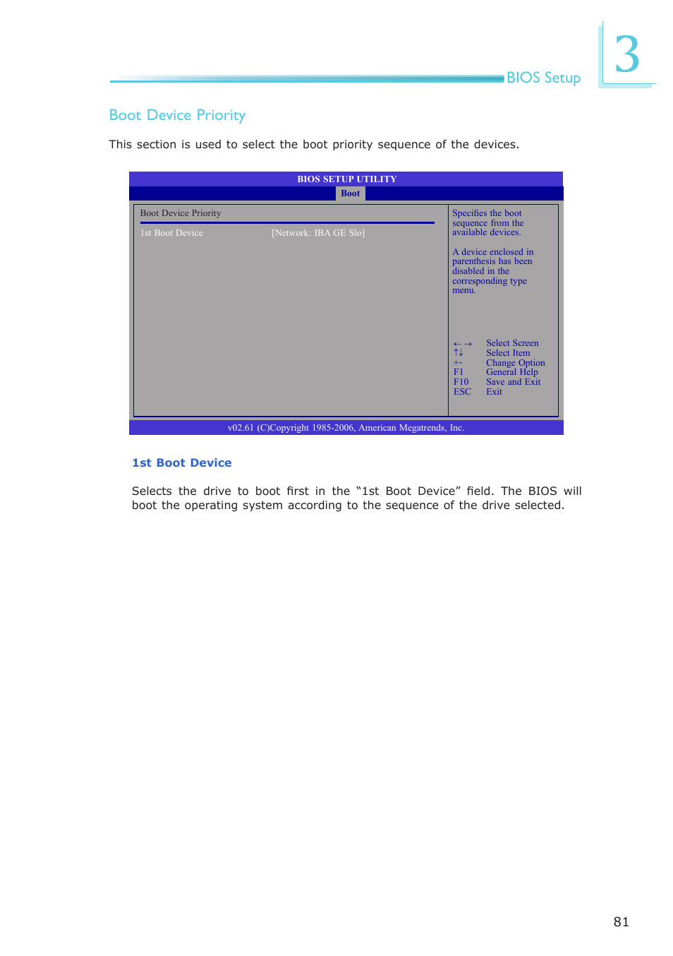 Bios setup, Boot device priority | DFI LR102-B18D/B18S User Manual | Page 81 / 138