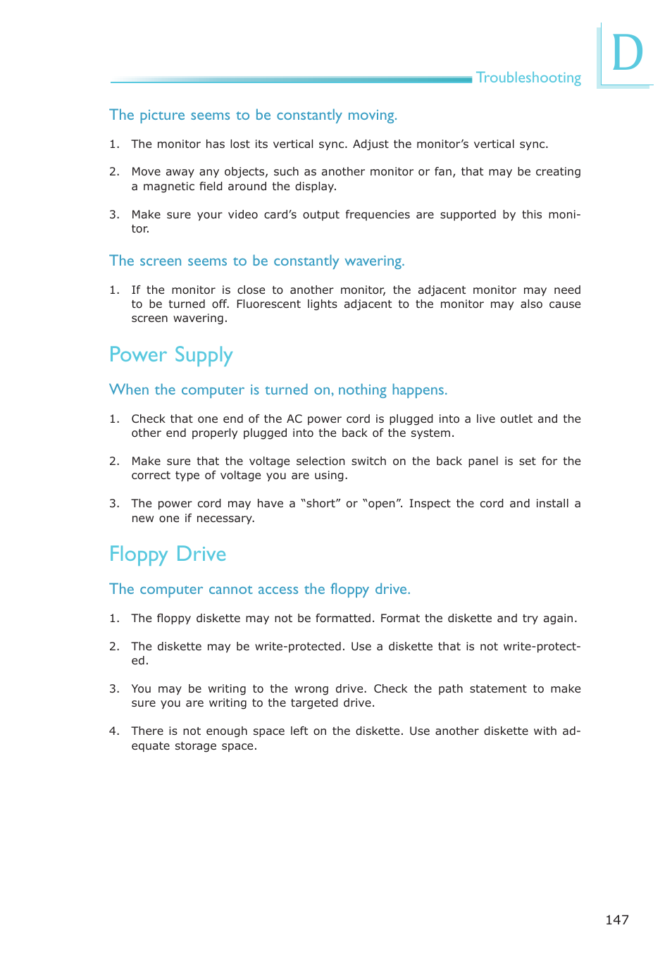 Power supply, Floppy drive | DFI NP100-N16C User Manual | Page 147 / 149