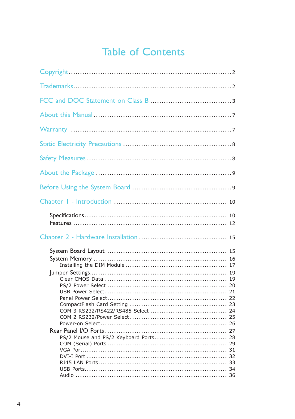 DFI NP100-N16C User Manual | Page 4 / 149