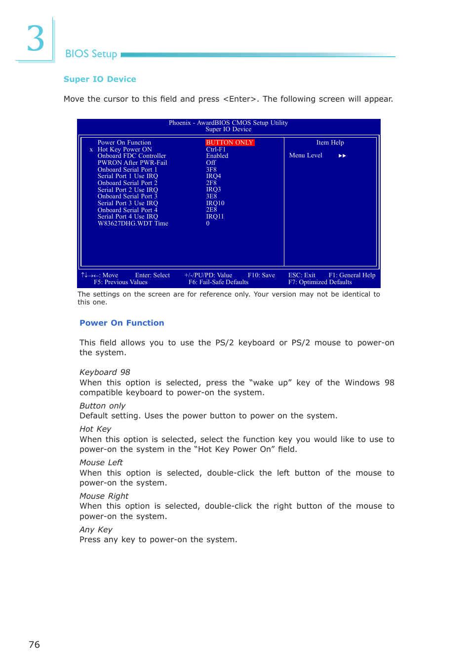 Bios setup | DFI NP100-N16C User Manual | Page 76 / 149