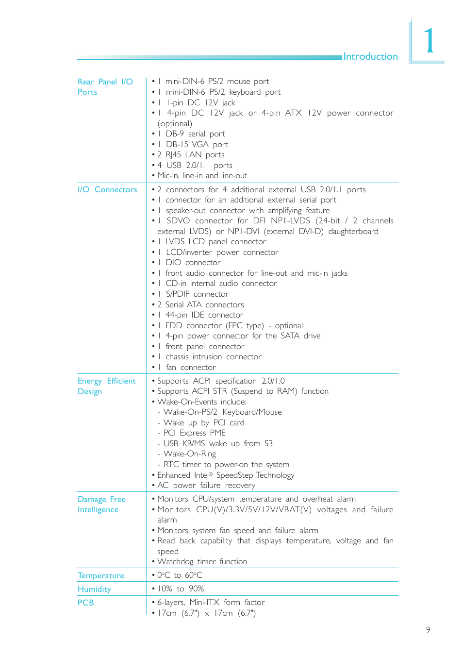 Introduction | DFI NP101-D16C User Manual | Page 9 / 150