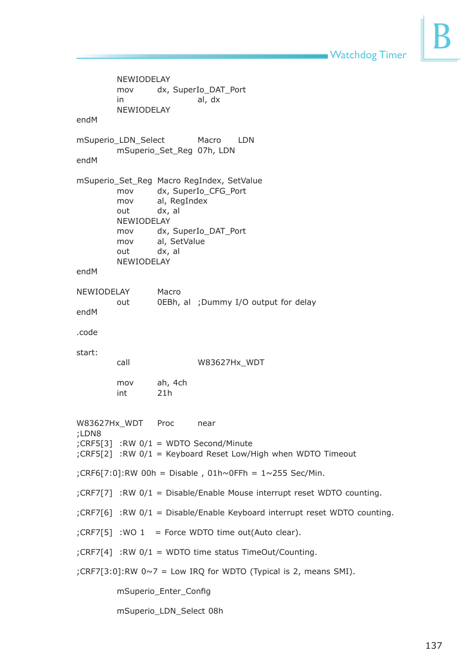 Watchdog timer | DFI NP102-N16C User Manual | Page 137 / 144