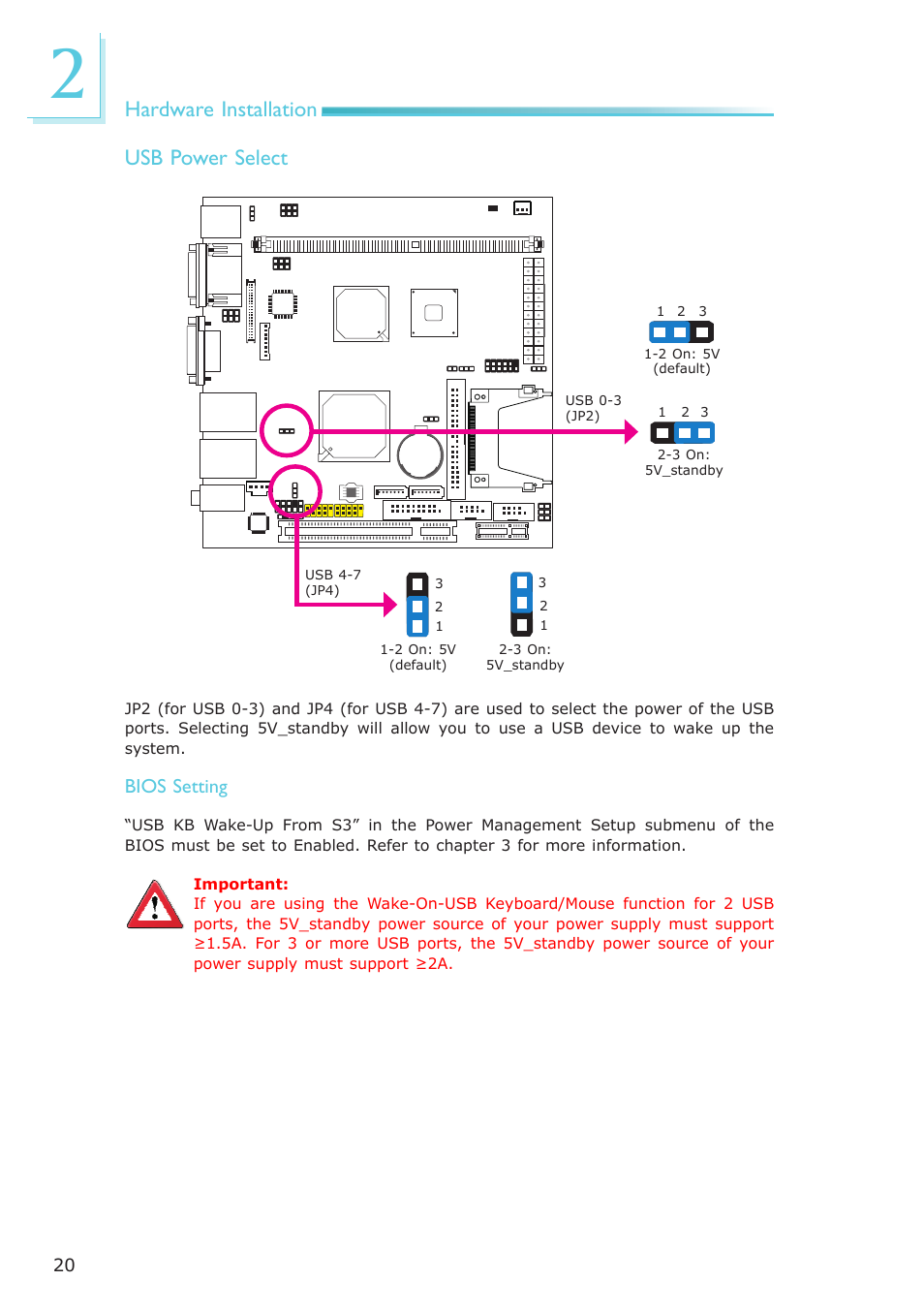 Hardware installation, Usb power select, Bios setting | DFI NP102-N16C User Manual | Page 20 / 144