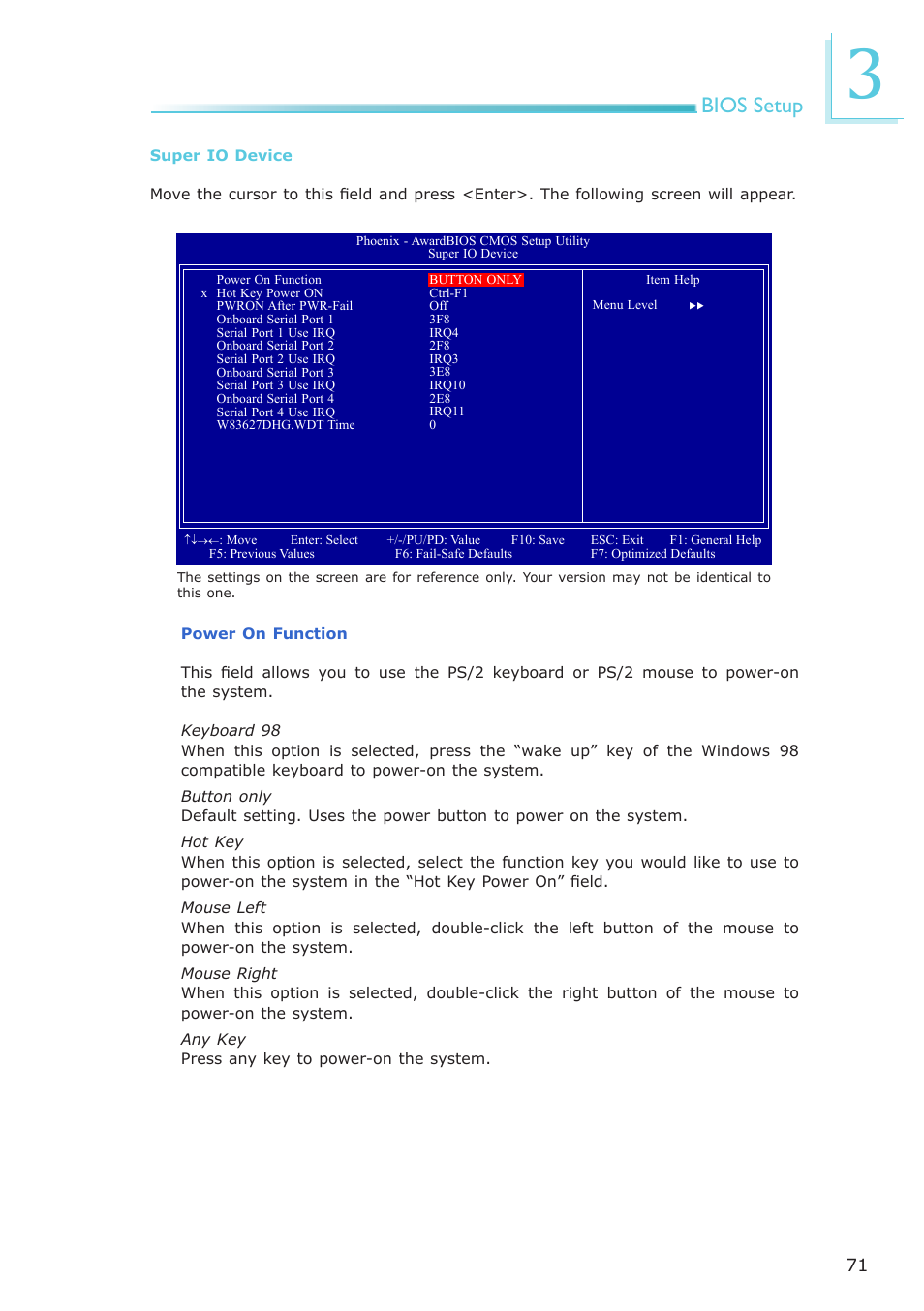 Bios setup | DFI NP102-N16C User Manual | Page 71 / 144