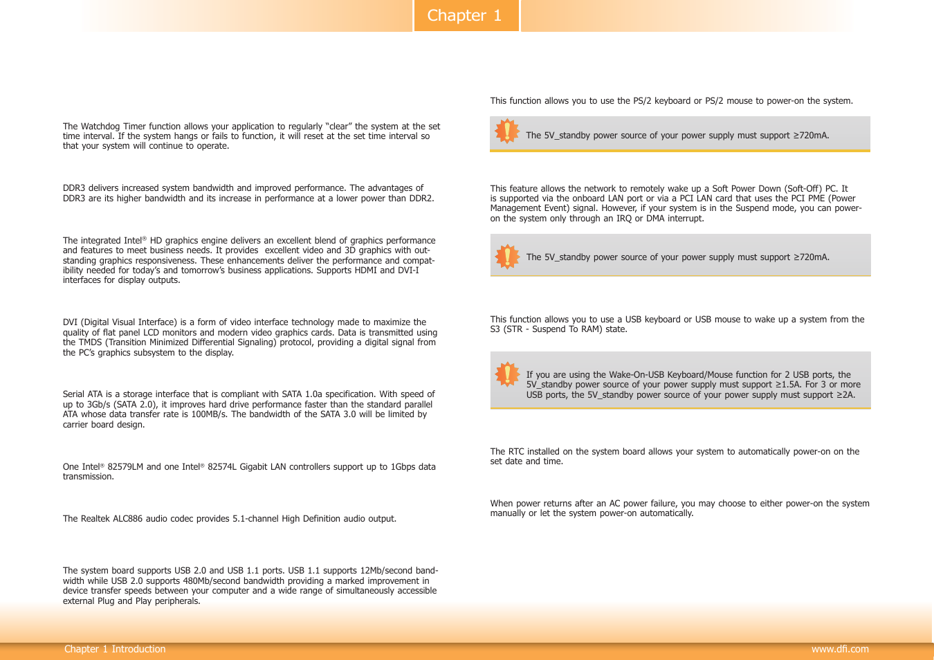 Features, Chapter 1 | DFI SB102-D User Manual | Page 7 / 60
