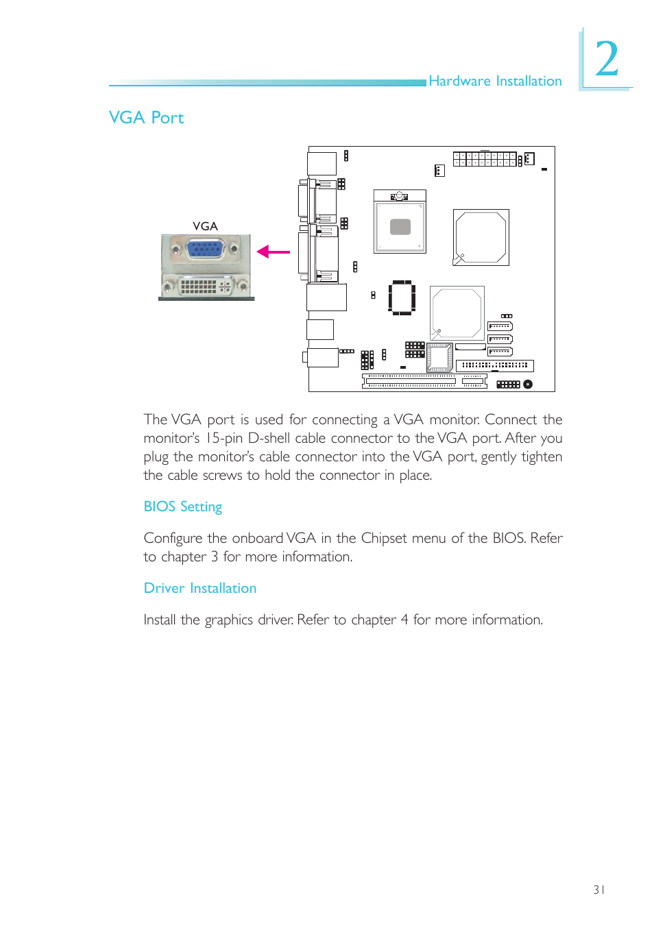 Vga port | DFI SR100-L20C User Manual | Page 31 / 144