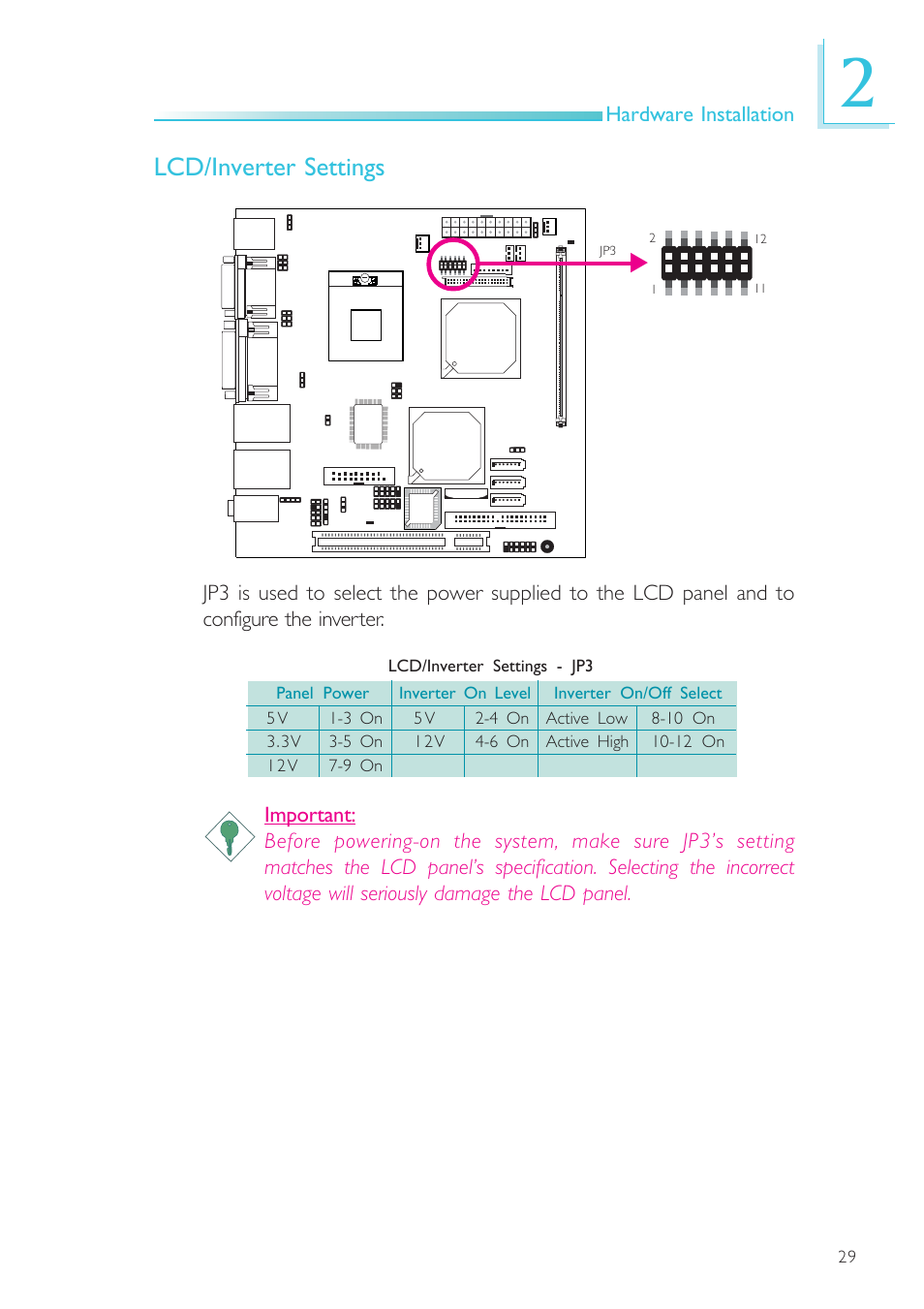 Lcd/inverter settings | DFI SR100-N User Manual | Page 29 / 152