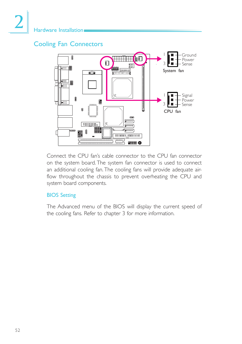 Cooling fan connectors | DFI SR100-N User Manual | Page 52 / 152