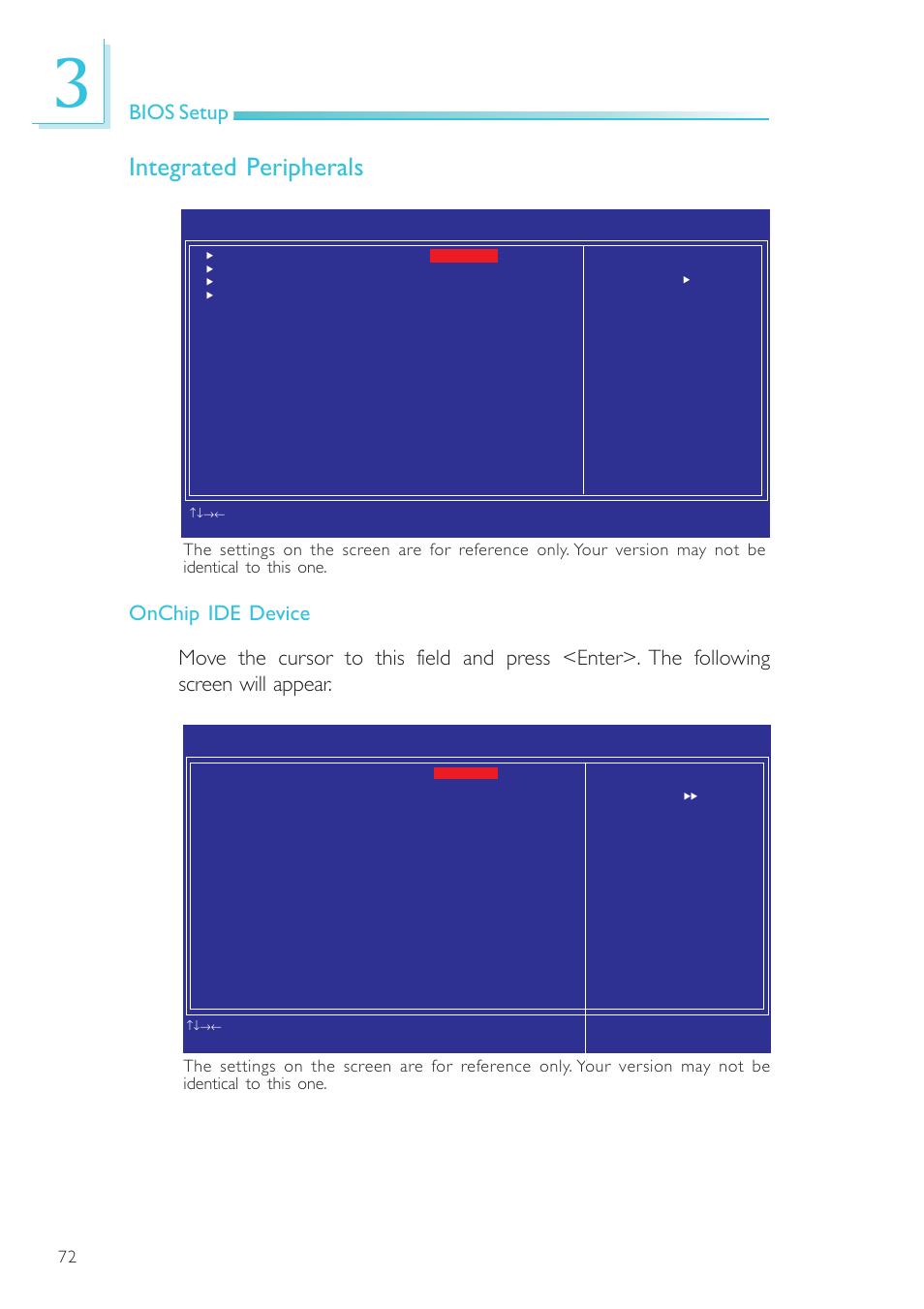 Integrated peripherals, Bios setup | DFI SR100-N User Manual | Page 72 / 152