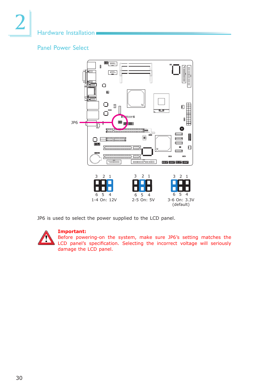 Hardware installation panel power select | DFI CA331-NR User Manual | Page 30 / 131