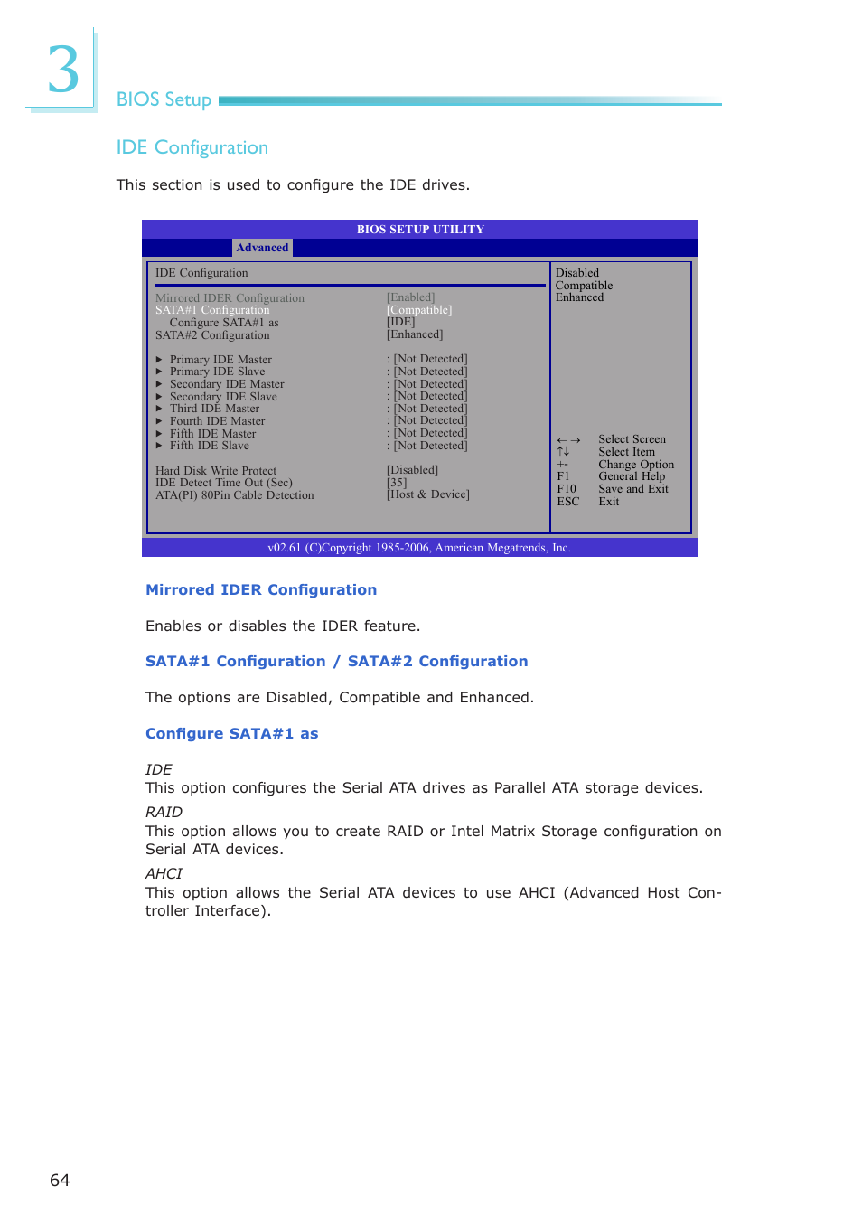 Bios setup ide configuration | DFI CA331-NR User Manual | Page 64 / 131