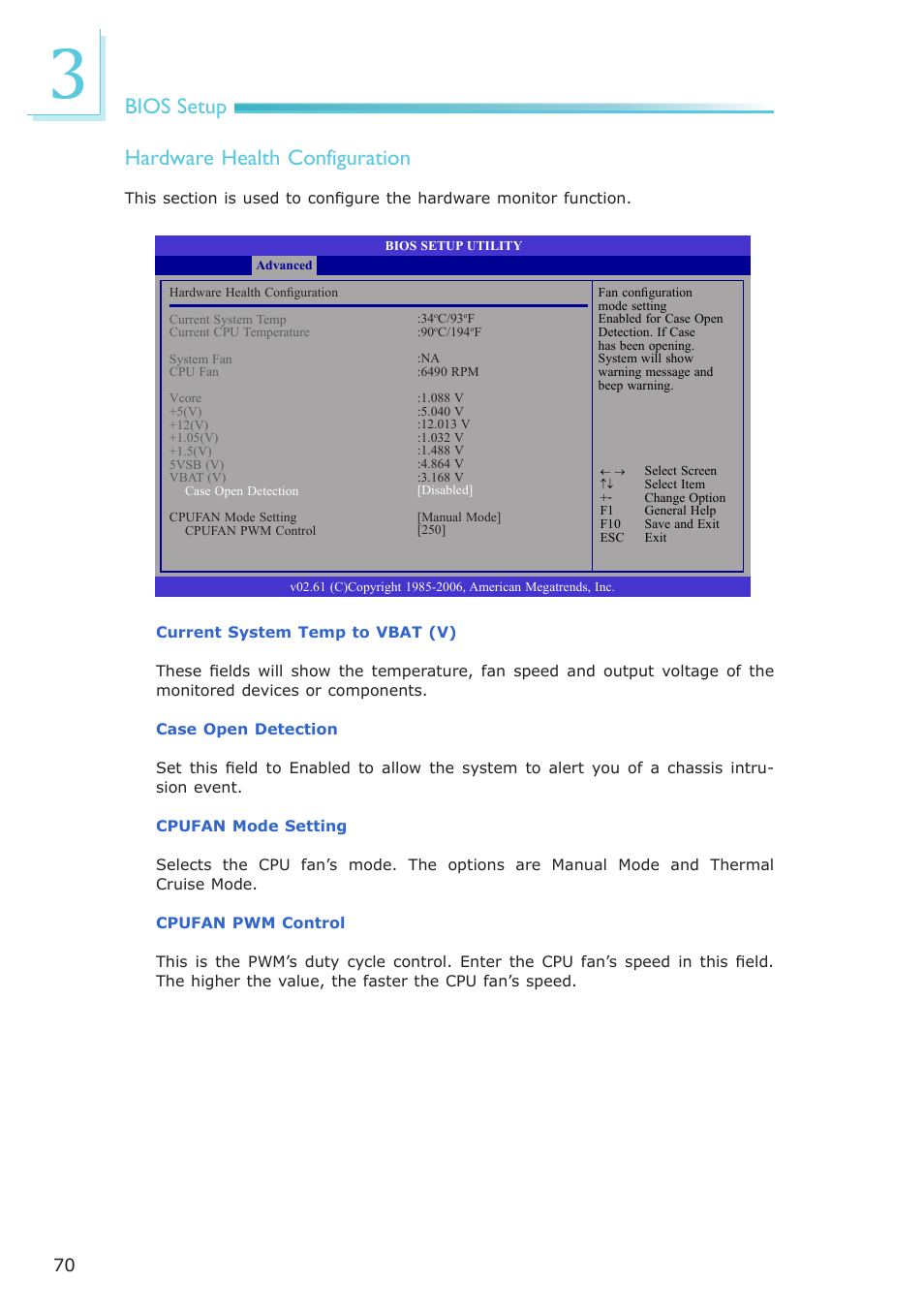 Bios setup hardware health configuration | DFI CA331-NR User Manual | Page 70 / 131