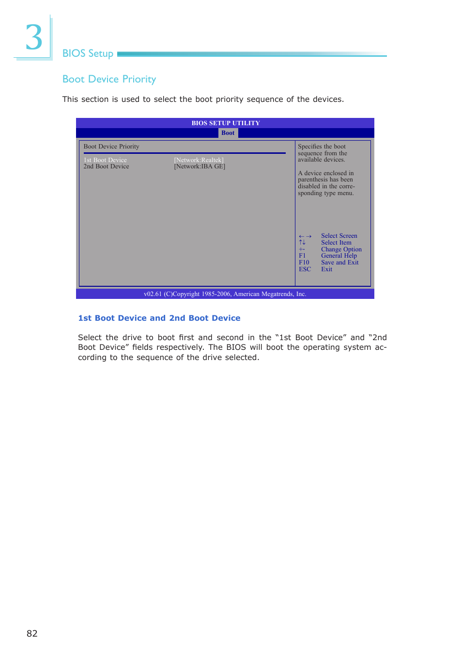 Bios setup, Boot device priority | DFI CA331-NR User Manual | Page 82 / 131