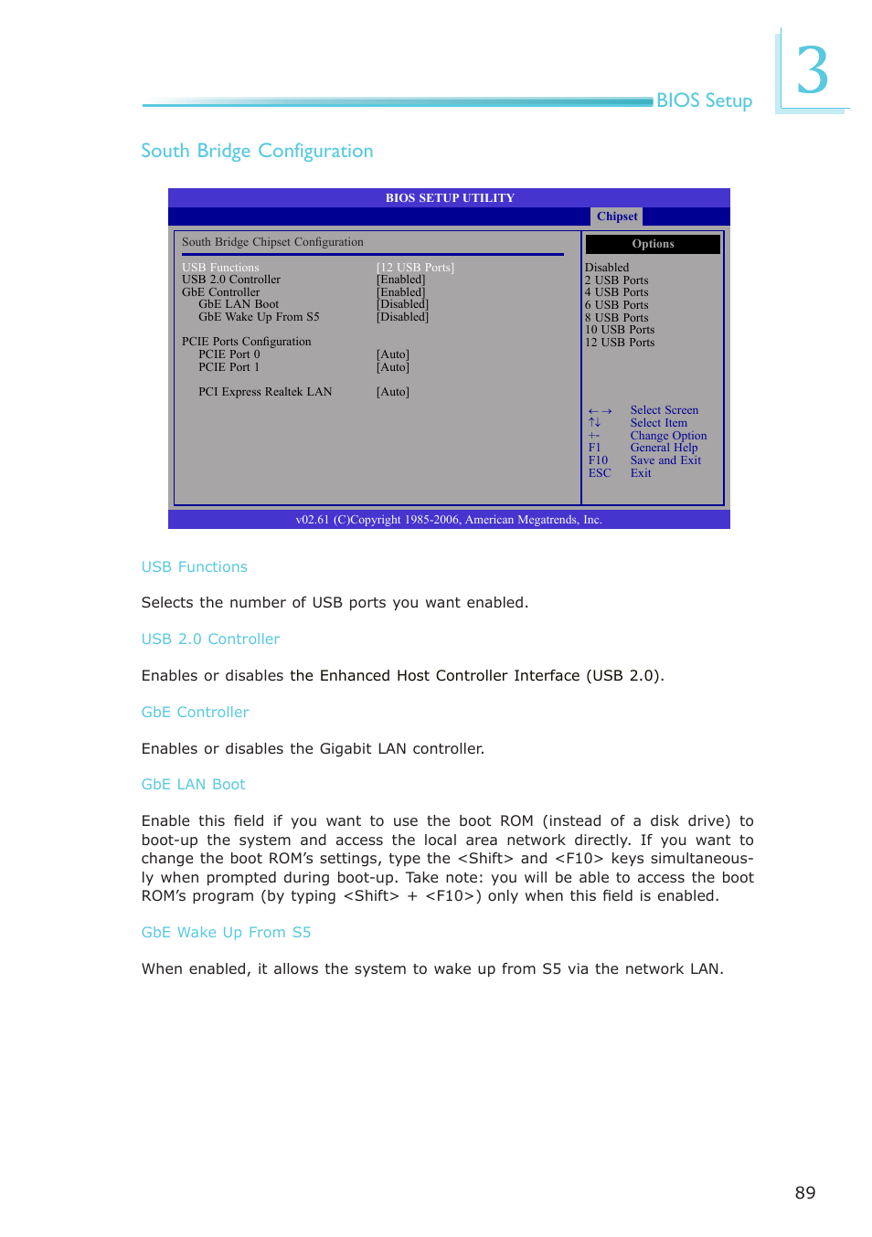 Bios setup south bridge configuration | DFI CA331-NR User Manual | Page 89 / 131