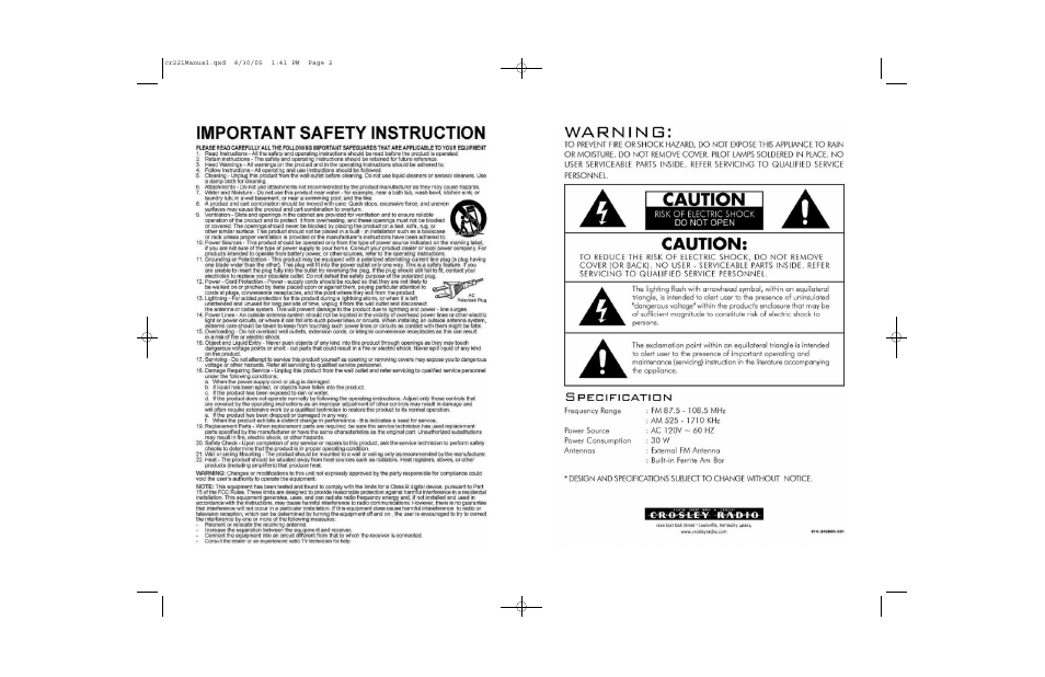 Crosley Radio Crosley CR221 Solo User Manual | Page 2 / 7