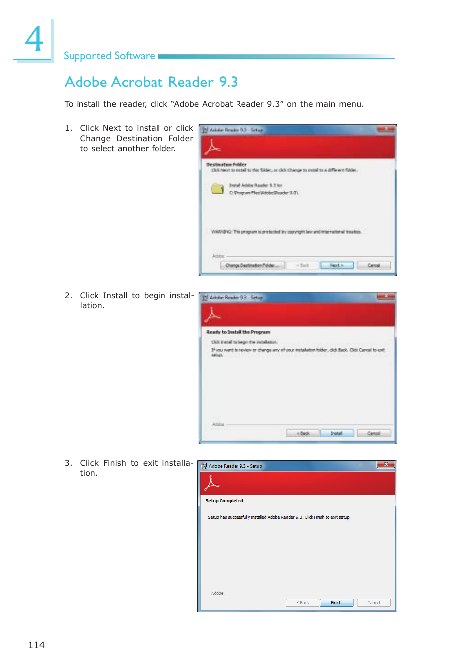 Adobe acrobat reader 9.3 | DFI CP337-NRM User Manual | Page 114 / 174