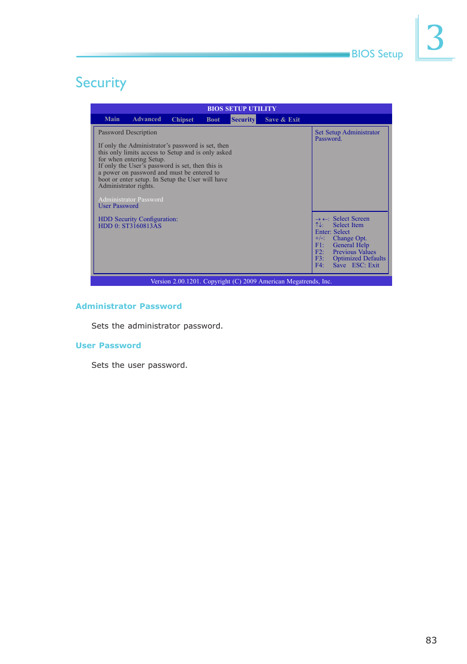 Security, Bios setup | DFI CP337-NRM User Manual | Page 83 / 174