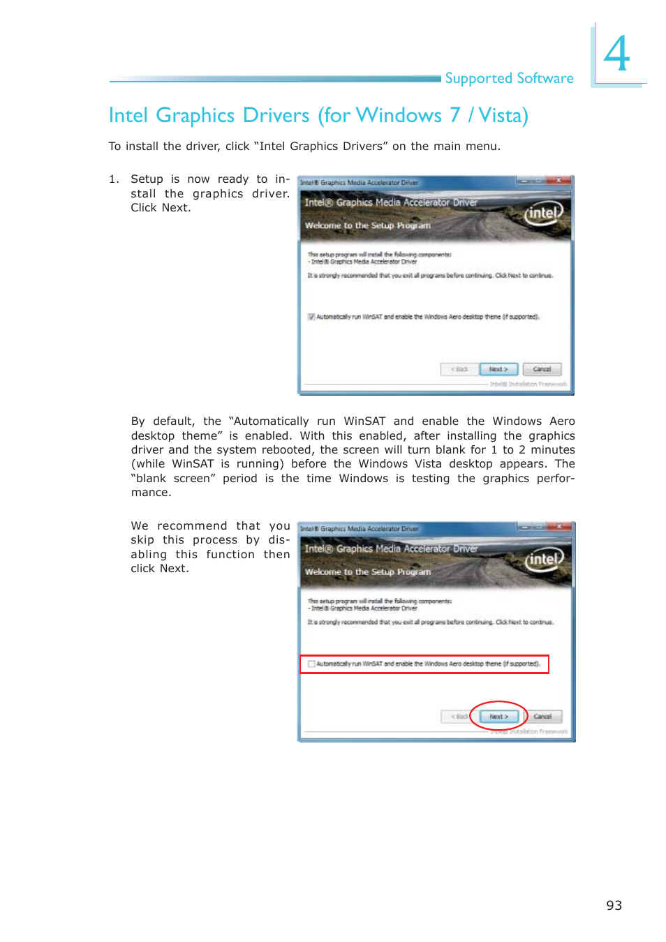 Intel graphics drivers (for windows 7 / vista) | DFI CP337-NRM User Manual | Page 93 / 174