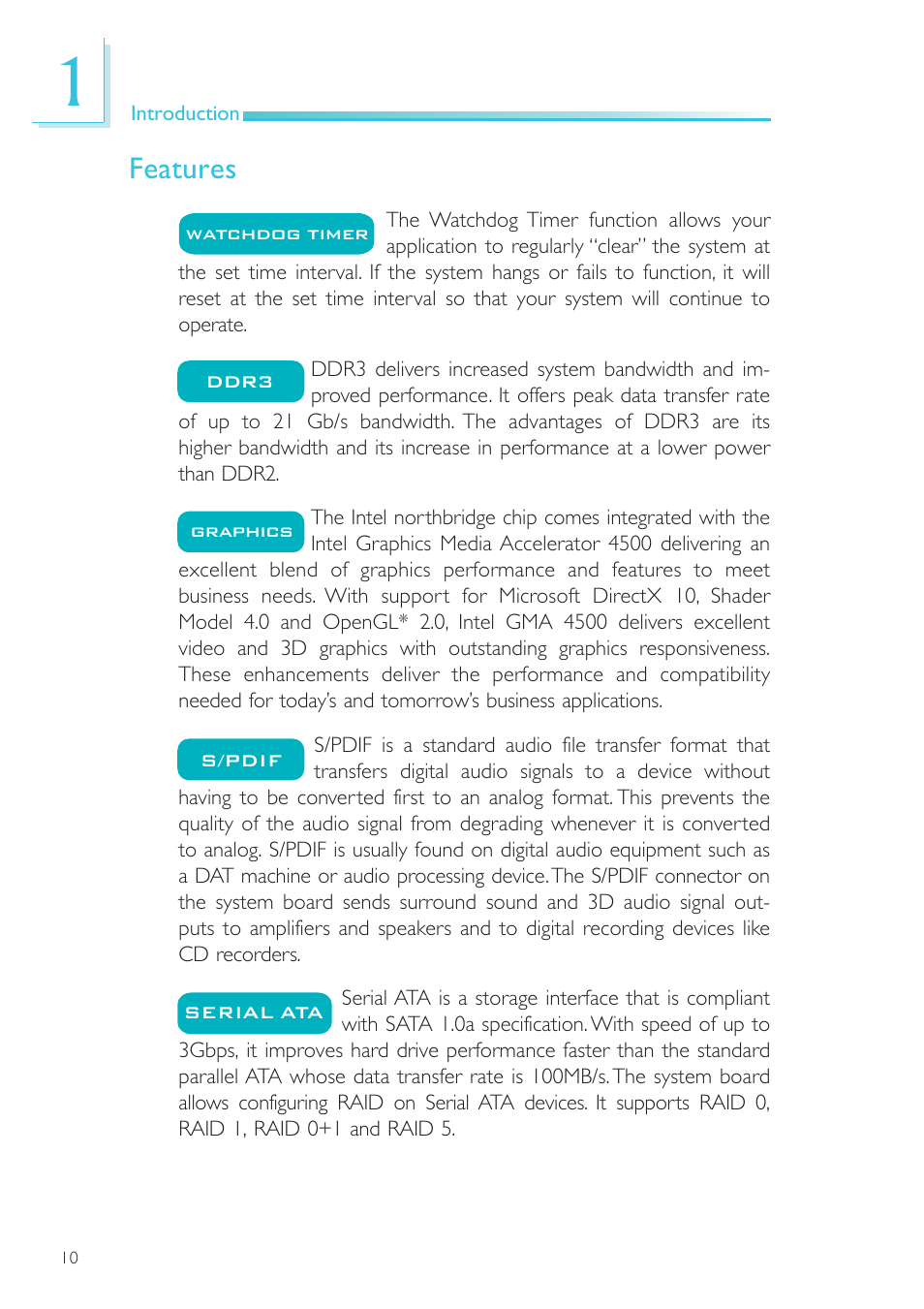 Features | DFI EL330-DR User Manual | Page 10 / 142