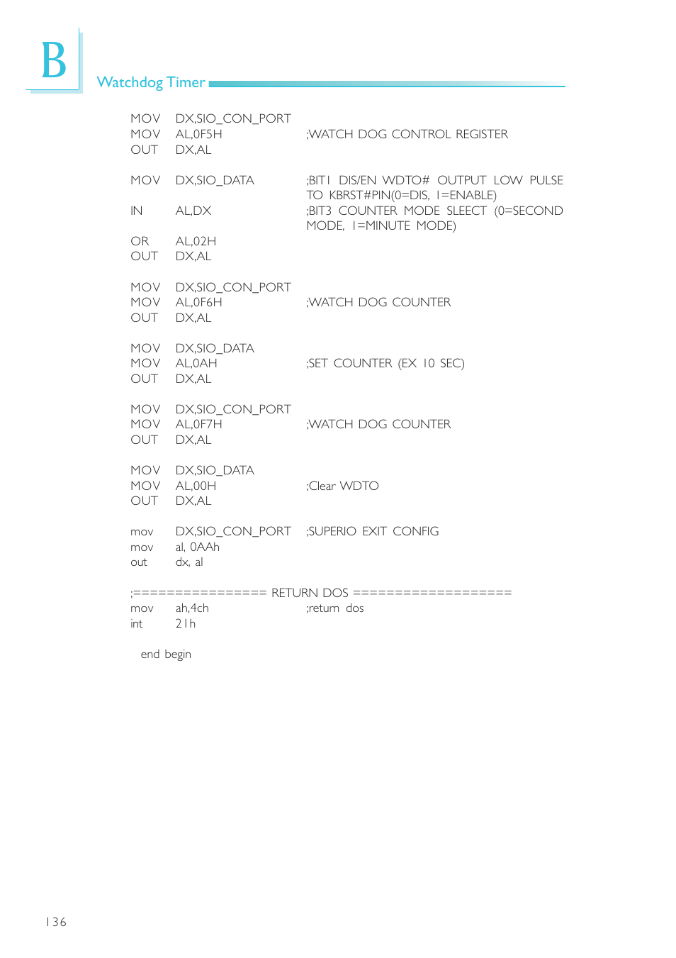 Watchdog timer | DFI EL330-DR User Manual | Page 136 / 142