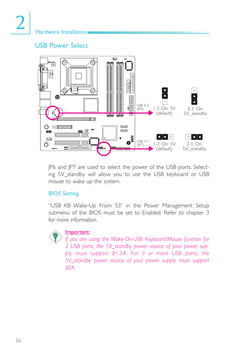Usb power select, Hardware installation | DFI EL330-DR User Manual | Page 26 / 142