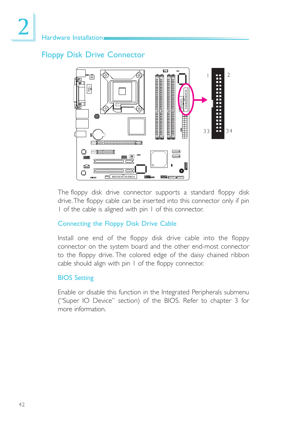 Floppy disk drive connector | DFI EL330-DR User Manual | Page 42 / 142