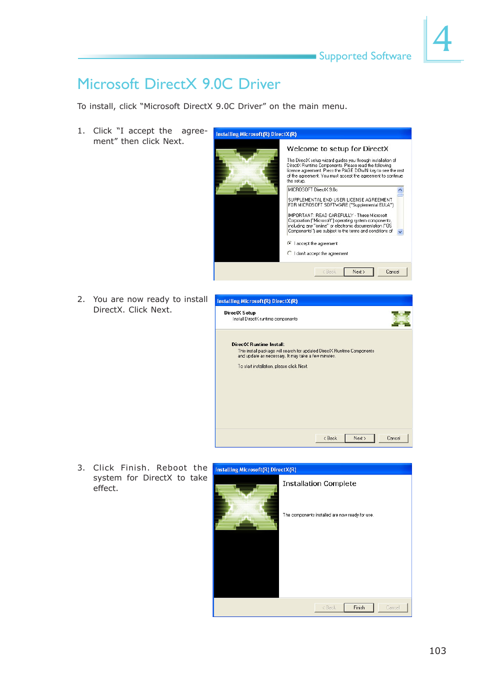 Microsoft directx 9.0c driver | DFI EL331-RM User Manual | Page 103 / 192