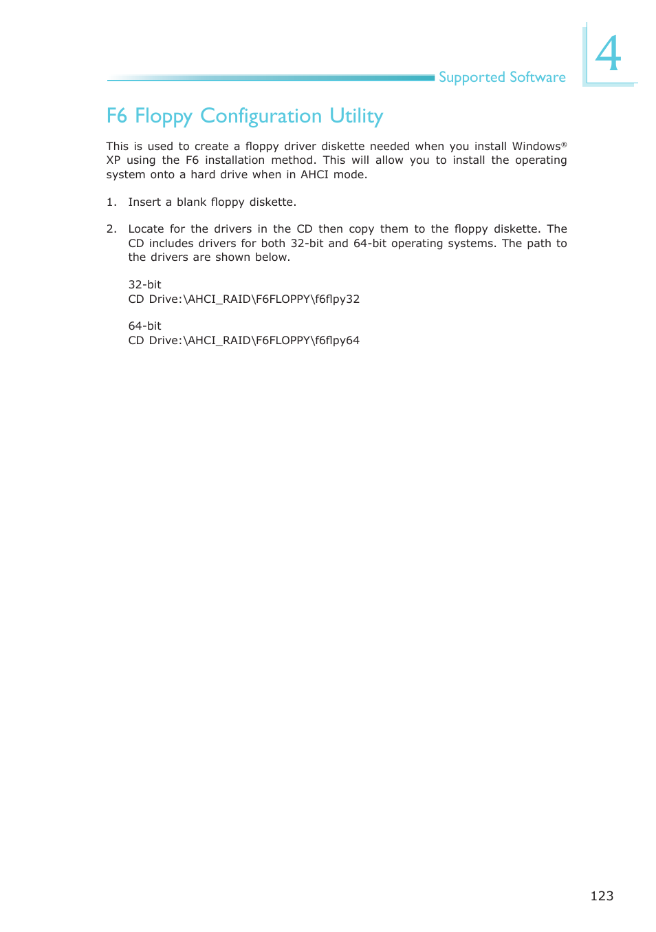 F6 floppy configuration utility | DFI EL331-RM User Manual | Page 123 / 192