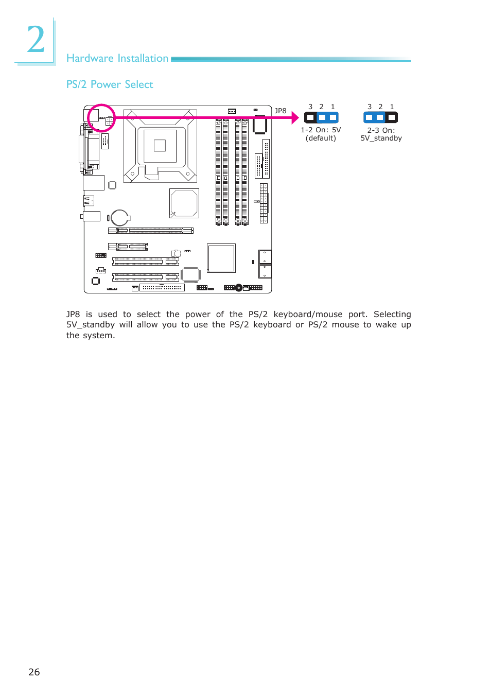 Hardware installation, Ps/2 power select | DFI EL331-RM User Manual | Page 26 / 192