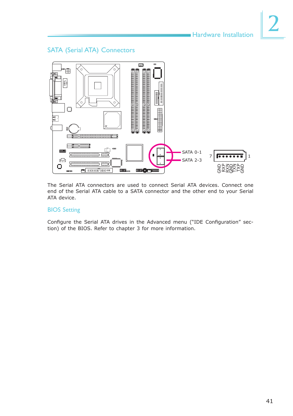 Hardware installation, Sata (serial ata) connectors | DFI EL331-RM User Manual | Page 41 / 192