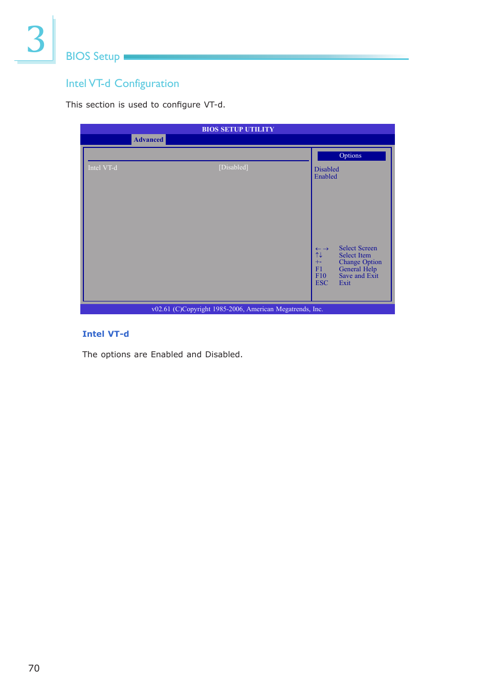 Bios setup intel vt-d configuration | DFI EL331-RM User Manual | Page 70 / 192