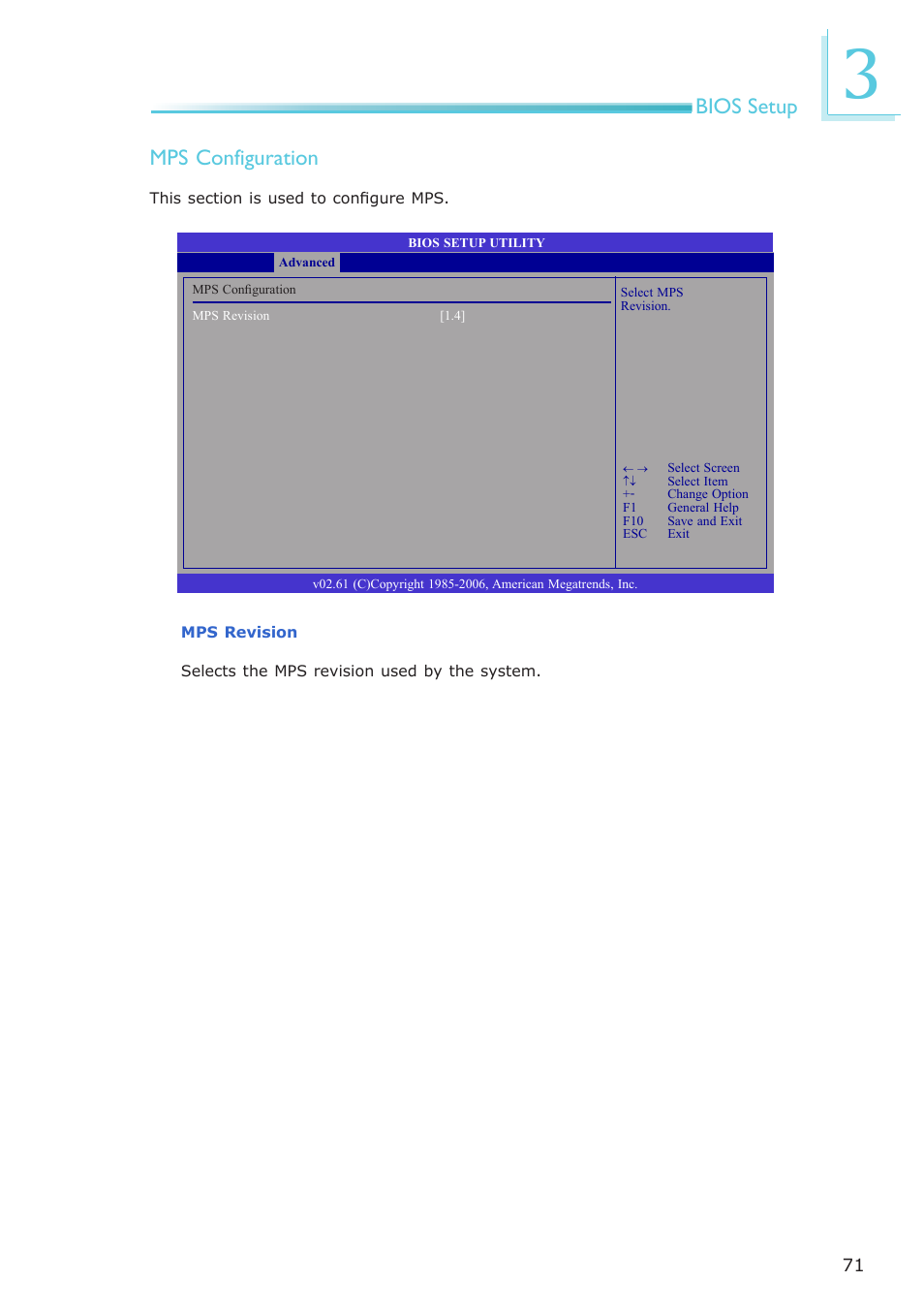 Bios setup mps configuration | DFI EL331-RM User Manual | Page 71 / 192