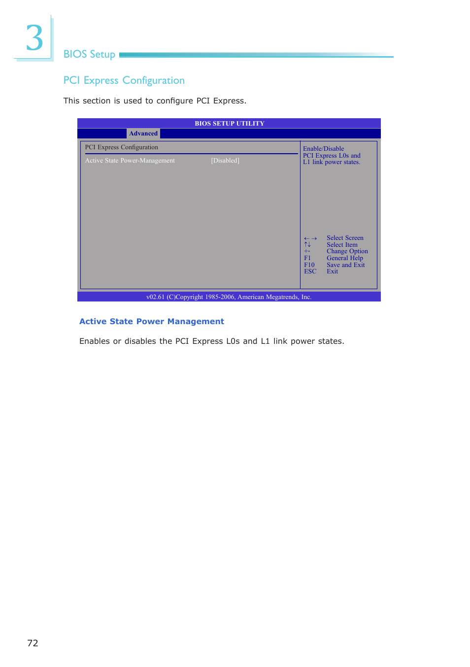 Bios setup pci express configuration | DFI EL331-RM User Manual | Page 72 / 192