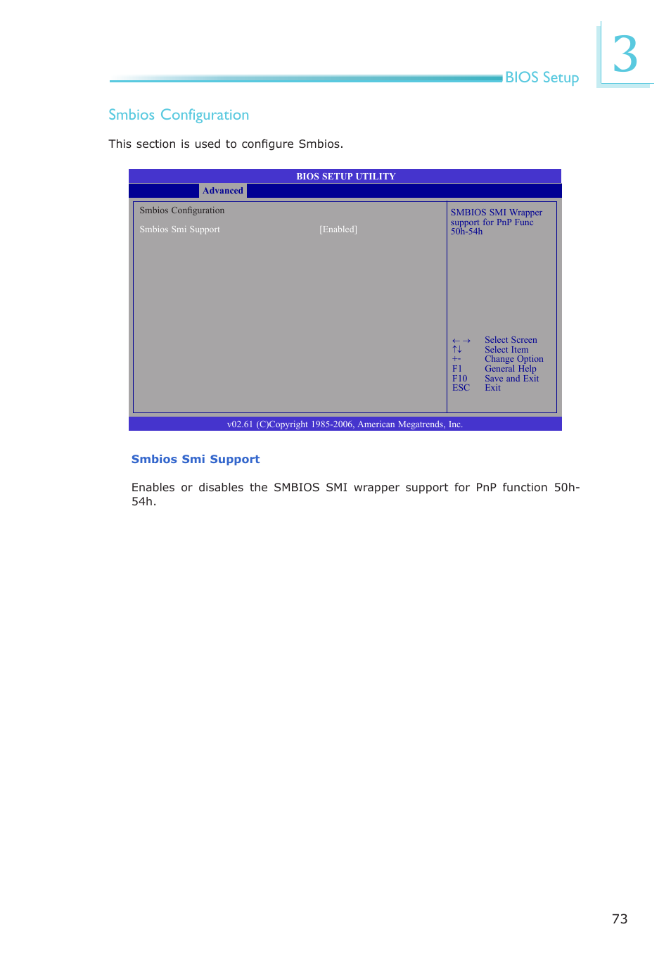 Bios setup smbios configuration | DFI EL331-RM User Manual | Page 73 / 192