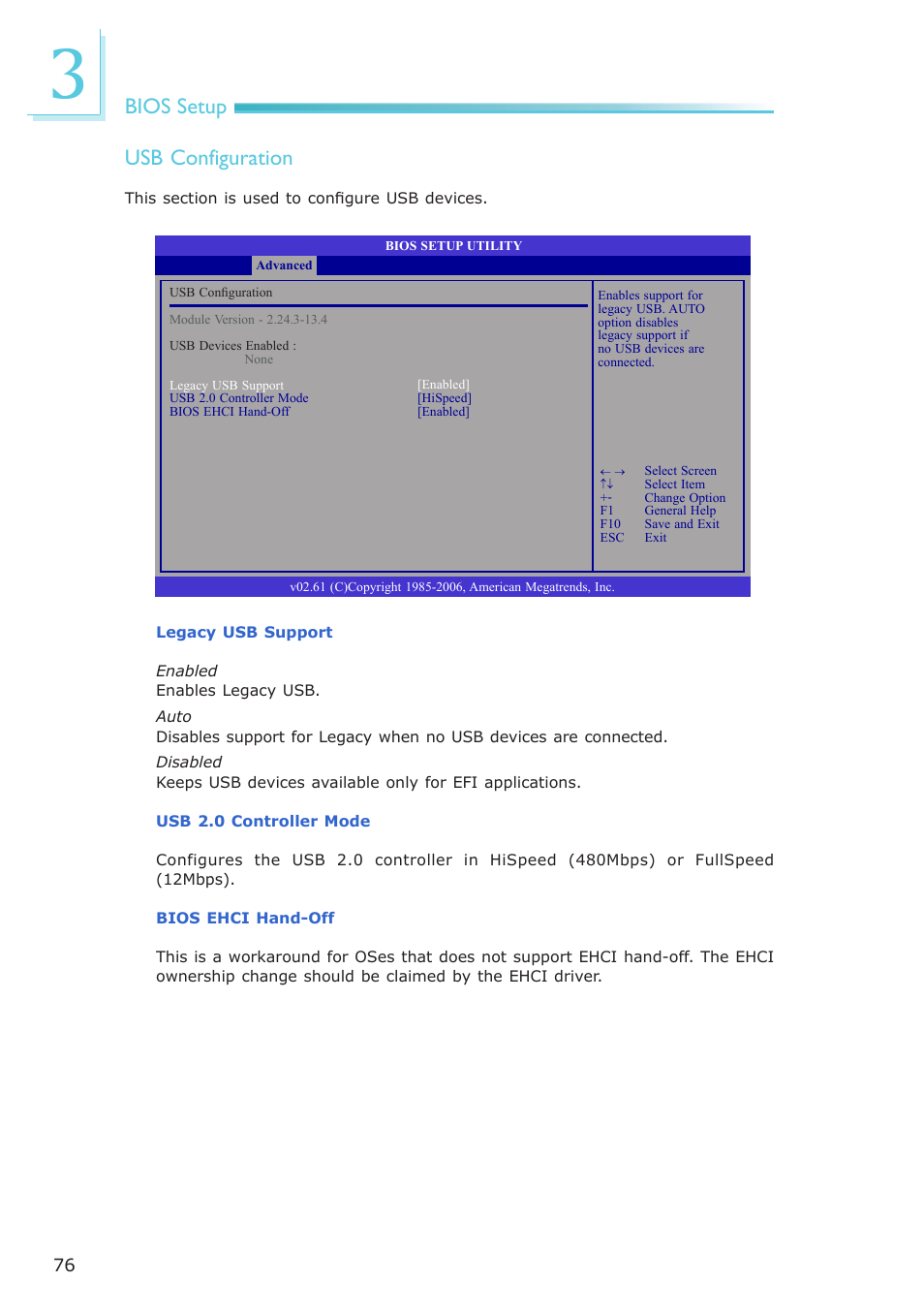 Bios setup usb configuration | DFI EL331-RM User Manual | Page 76 / 192