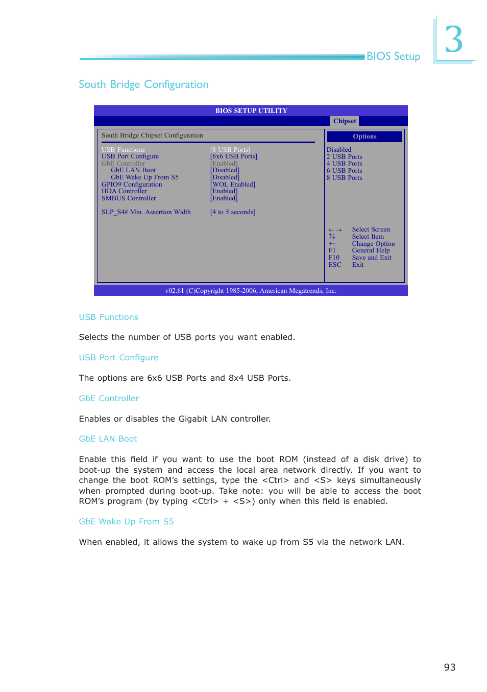 Bios setup south bridge configuration | DFI EL331-RM User Manual | Page 93 / 192