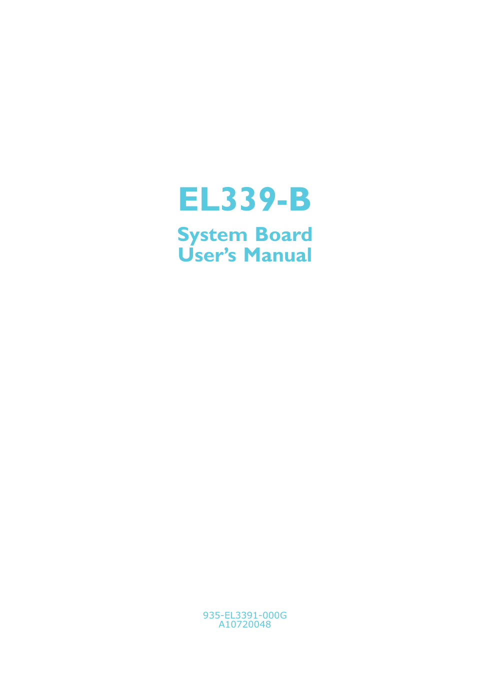 DFI EL339-B User Manual | 109 pages