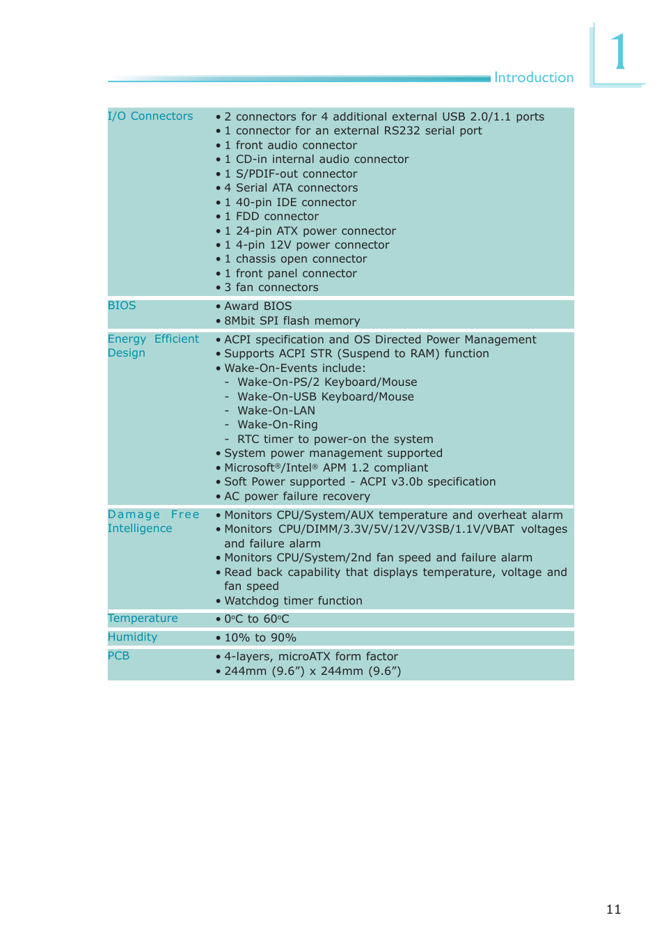 Introduction | DFI EL339-B User Manual | Page 11 / 109