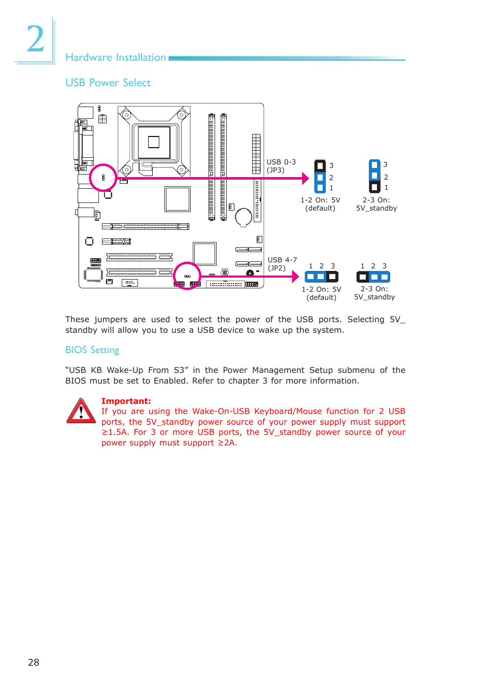 Hardware installation, Usb power select, Bios setting | DFI EL339-B User Manual | Page 28 / 109