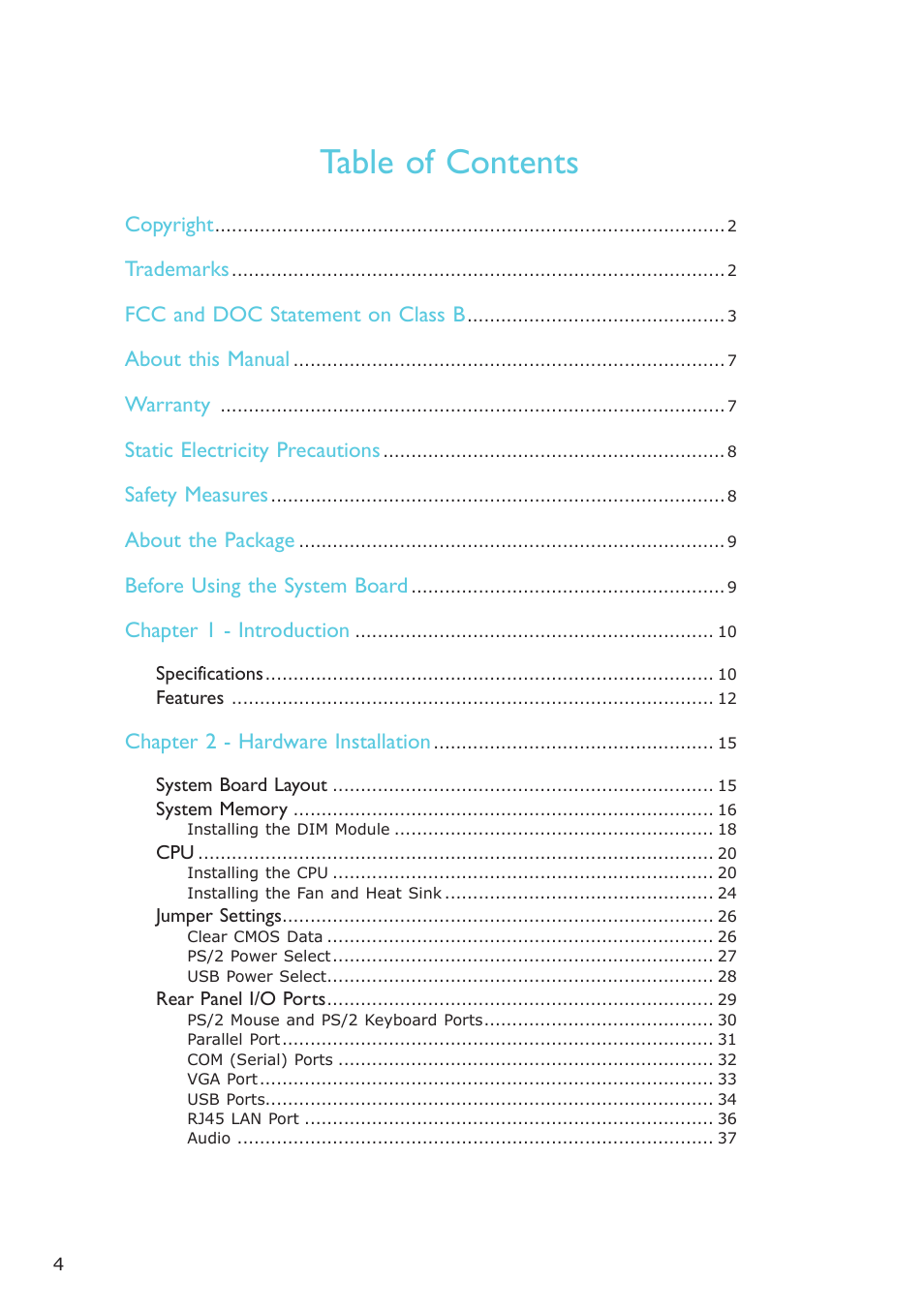 DFI EL339-B User Manual | Page 4 / 109