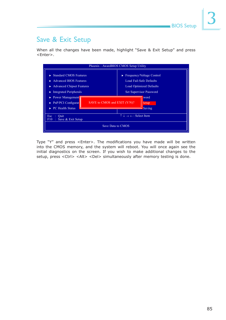Save & exit setup, Bios setup | DFI EL339-B User Manual | Page 85 / 109