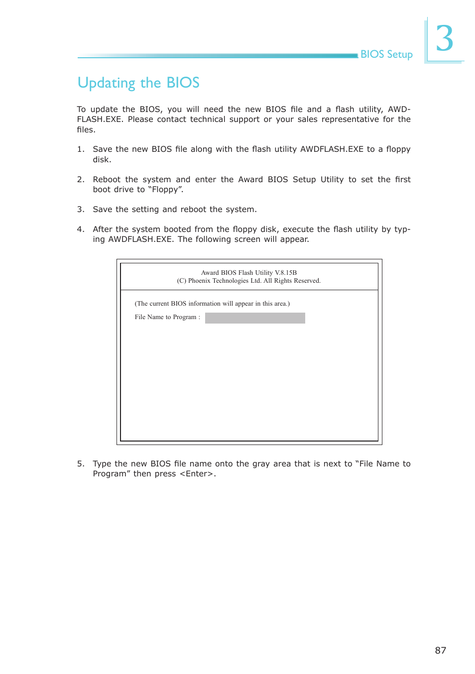 Updating the bios | DFI EL339-B User Manual | Page 87 / 109