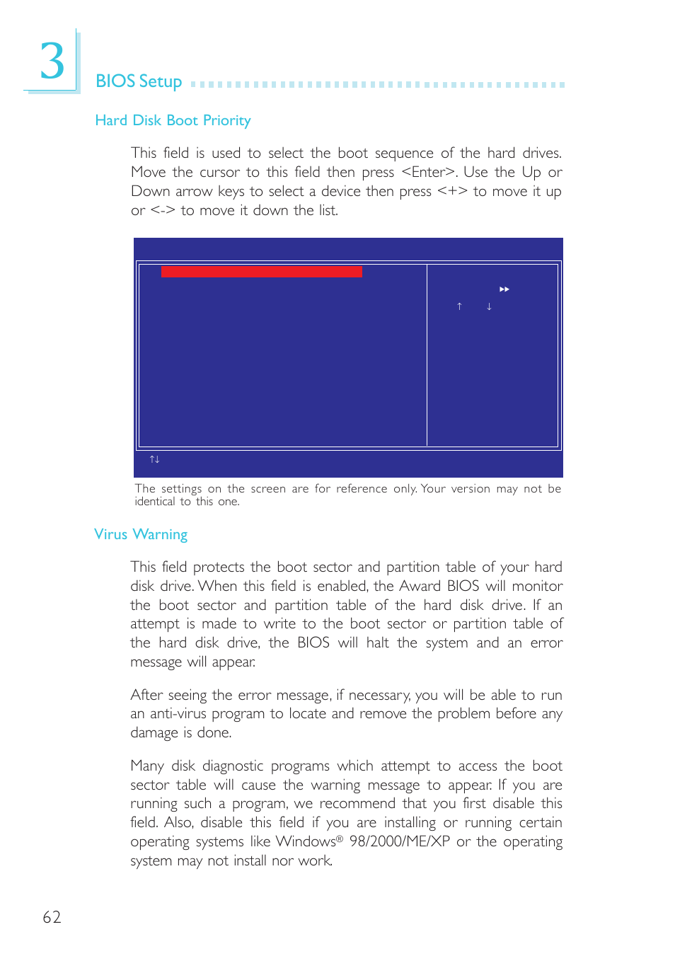 Bios setup | DFI G7B330-BR User Manual | Page 62 / 147