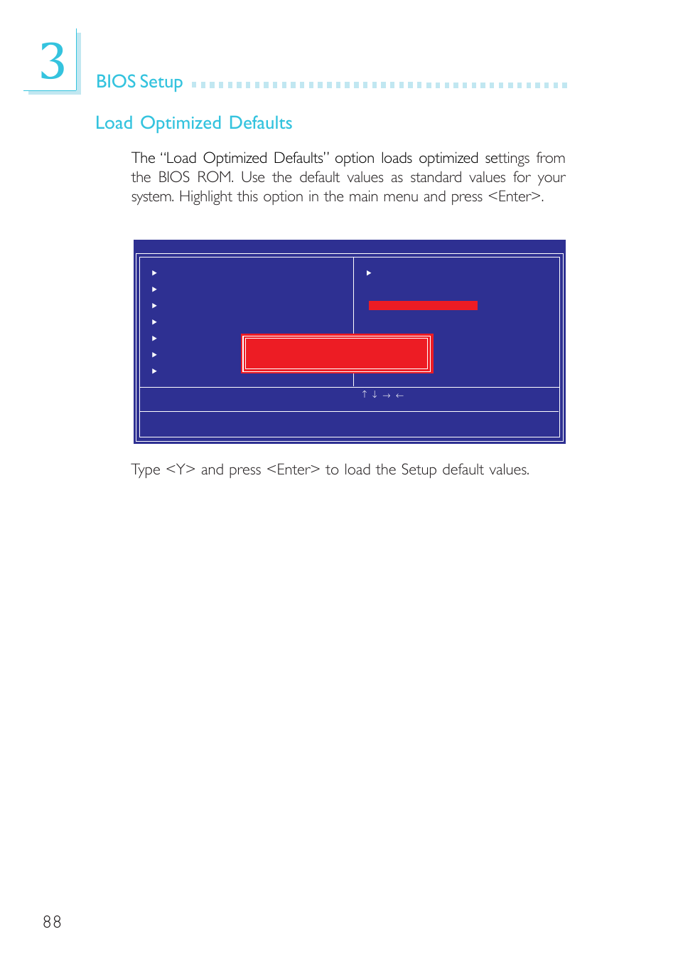 Bios setup load optimized defaults | DFI G7B330-BR User Manual | Page 88 / 147