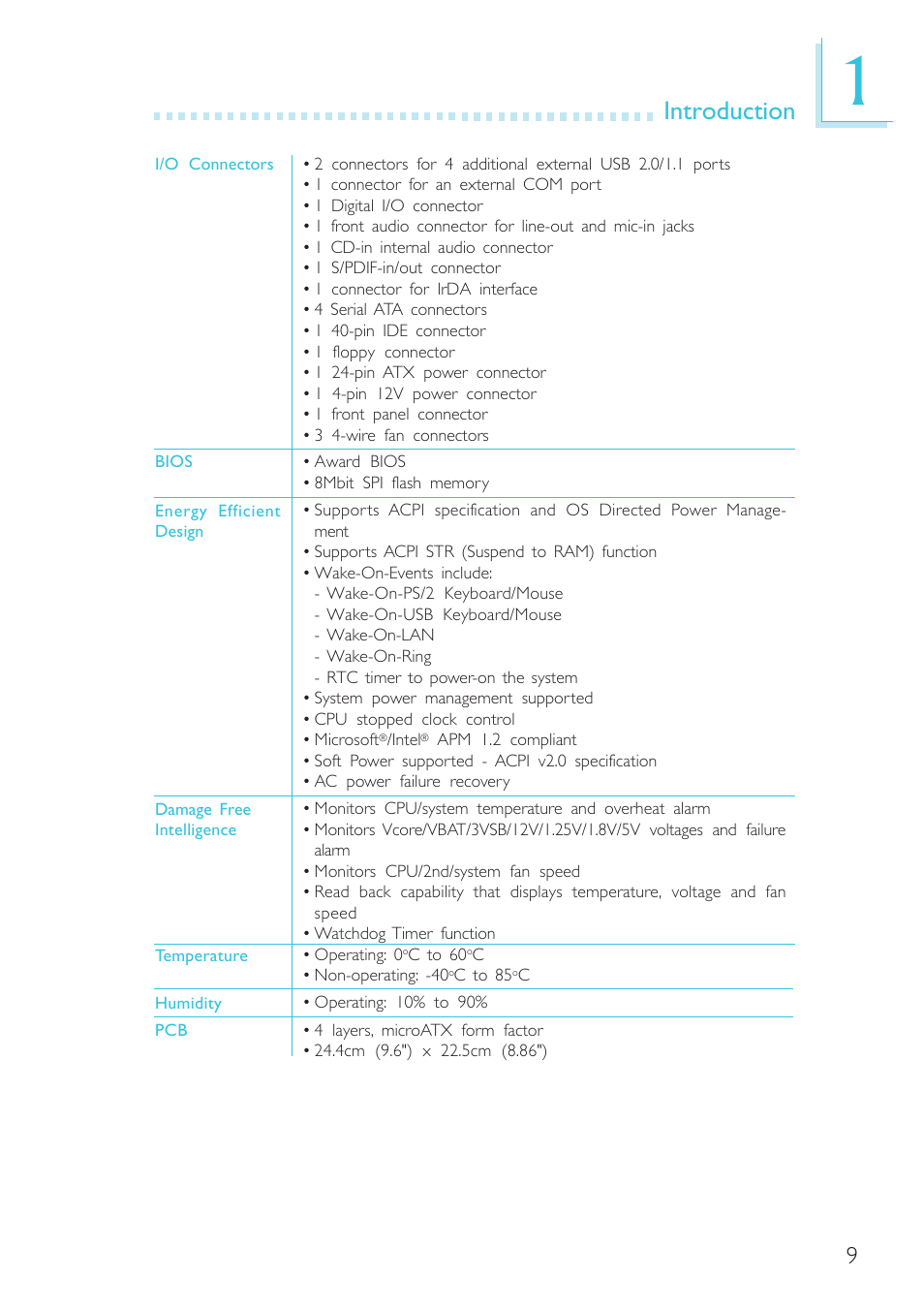 Introduction | DFI G7B330-BR User Manual | Page 9 / 147