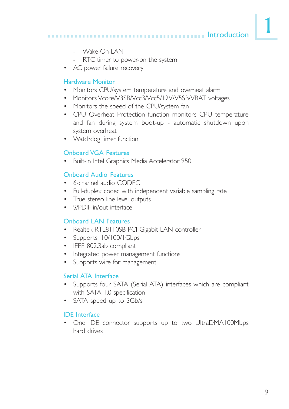 DFI G7L330-B User Manual | Page 9 / 133